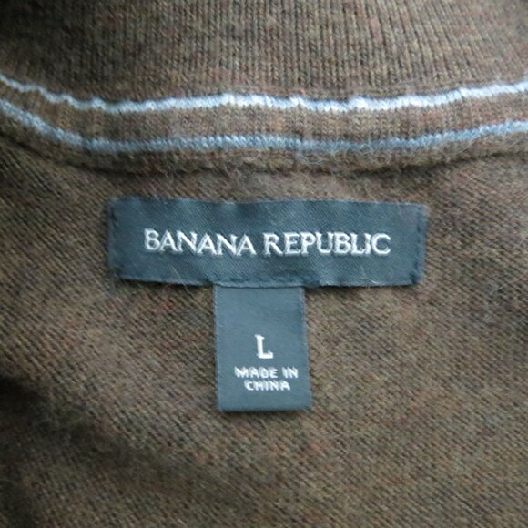 BANANA REPUBLIC Men's Brown Merino Wool Blend Pullover Snap Sweater L - Picture 5 of 7